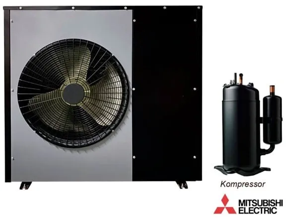 Luft-vattenvärmepump Andersen Electric Nordic One med WiFi, 7 kW, Svart